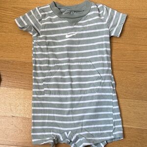 Nike Green and White Striped Kids Bodysuit